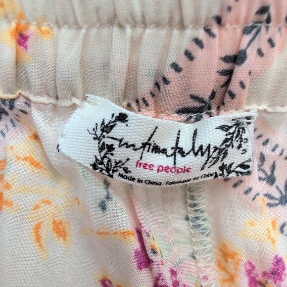 Free People Yellow Floral Wide Leg Pants Size M - Picture 4 of 8